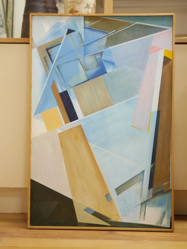 L. J. Norman, abstract oil on board, Geometric shapes, signed and dated 2010, 91 x 61cm. Condition - good